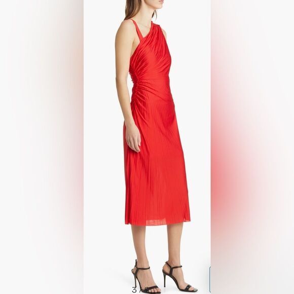 HUGO BOSS Eperla Asymmetric Neck Satin Cocktail Dress, size L - Picture 3 of 12